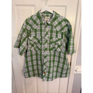 Dubinik Customizer Green Plaid Pearl Snap Short Sleeve Shirt sz 2XL EUC